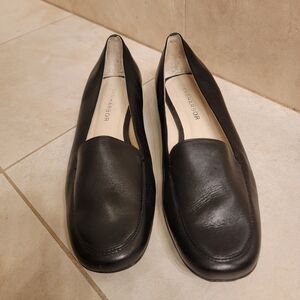 Sag Harbor Black Leather Slip-On Shoes